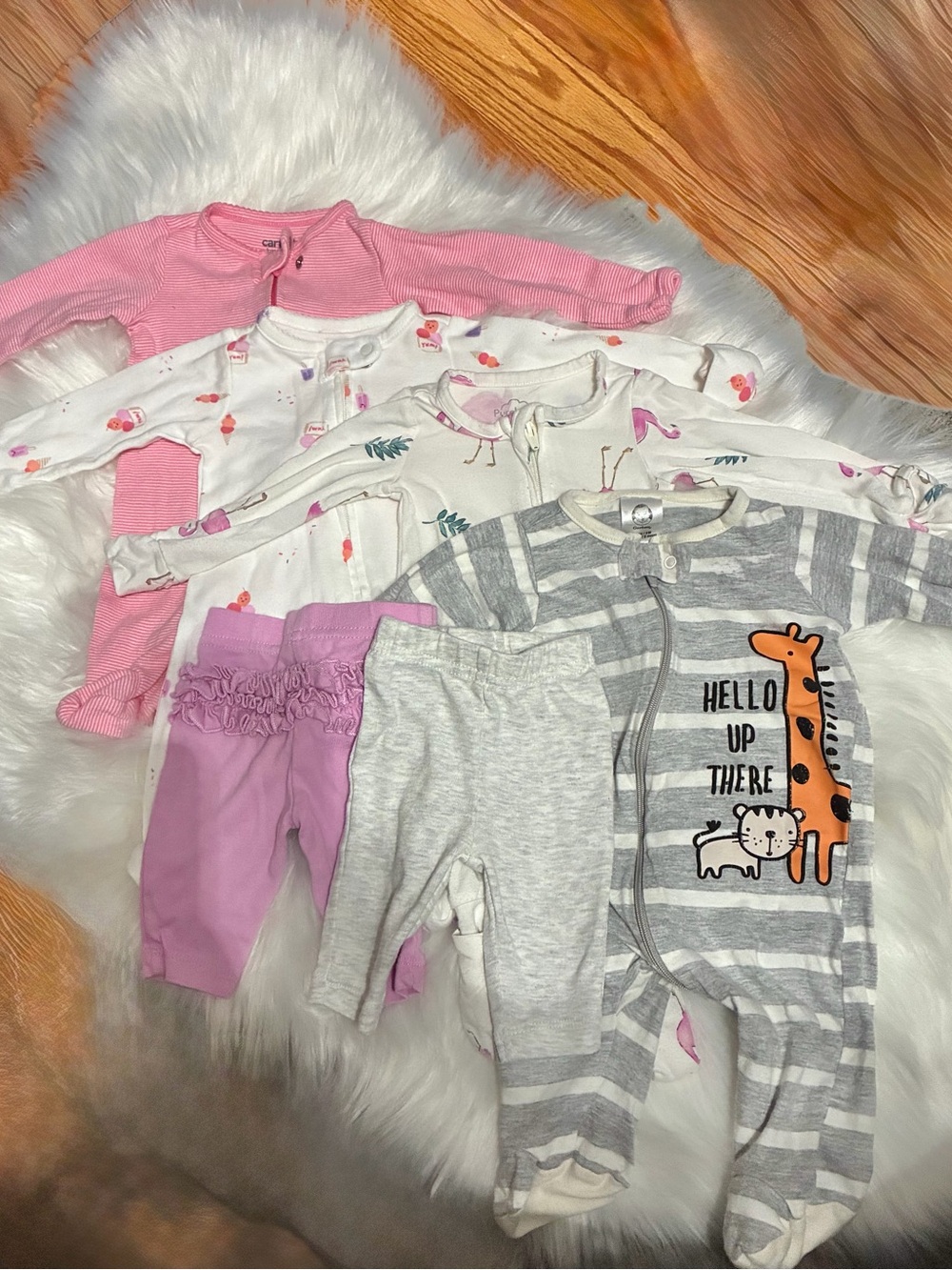 Baby Girls Footie Set & Two pants- Pink, White, Gray, Lavender